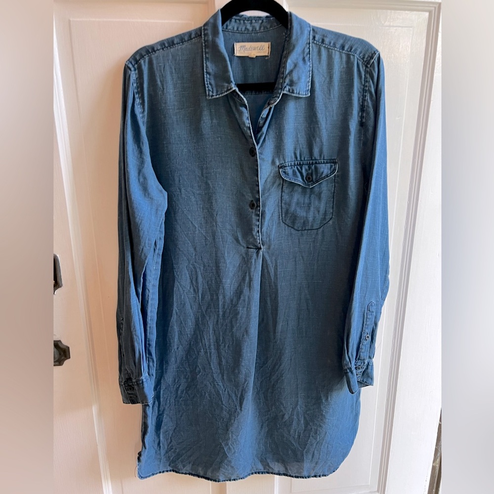 Madewell Linen Indigo Short Dress